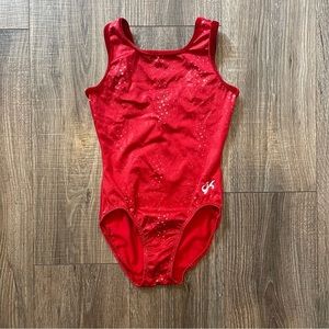 GK Red & Silver Gymnastics/Dance Leotard Size X-Small